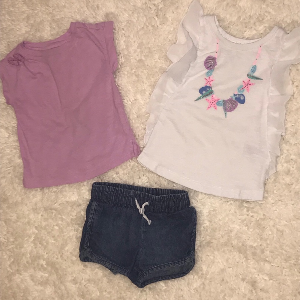 ☀️ Cat & JACK Matching Shorts Set w/ 2 shirts